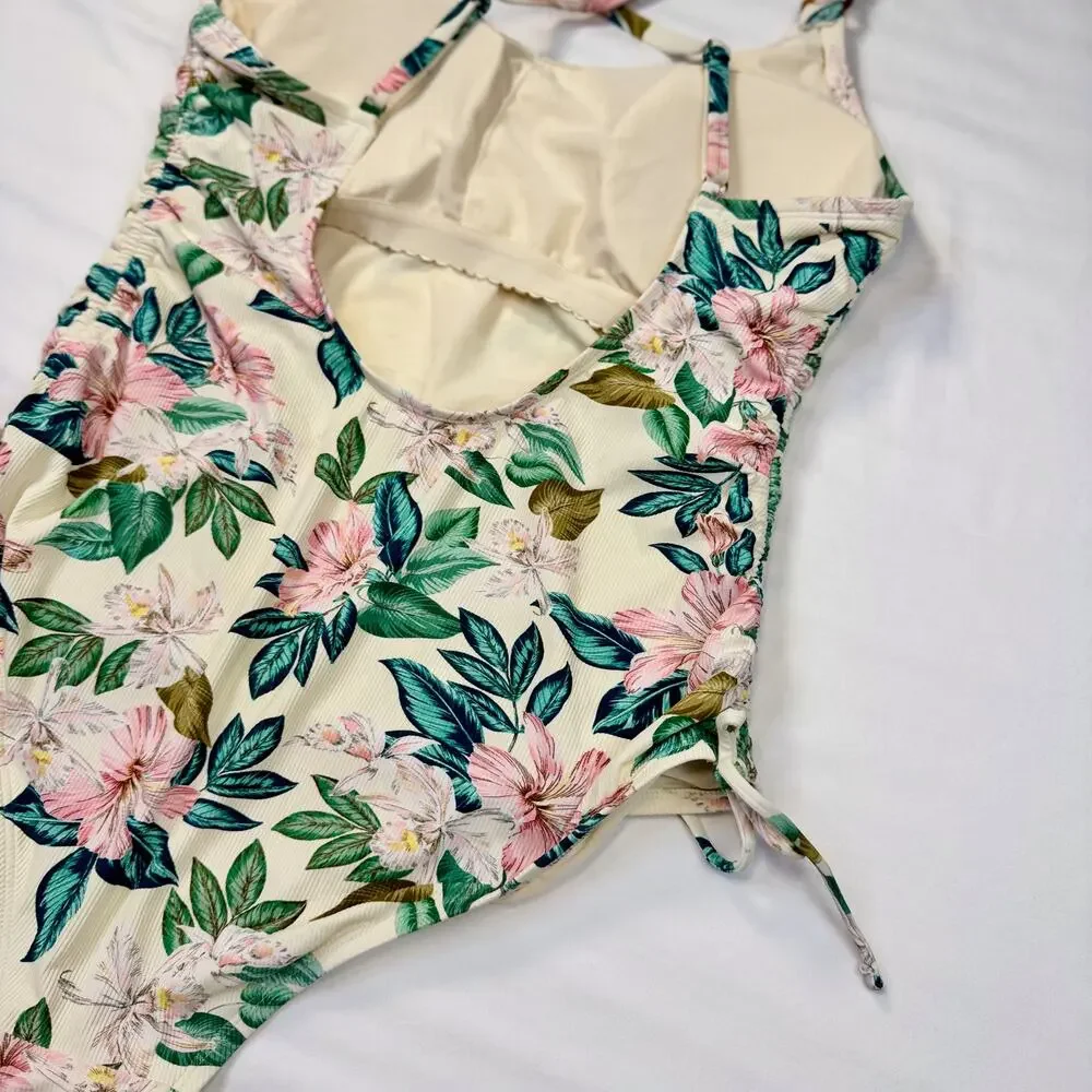Palisades Hipster One Piece Swim Suit Women’s XL Floral Ruched Tie Back NWOT - Picture 6 of 9
